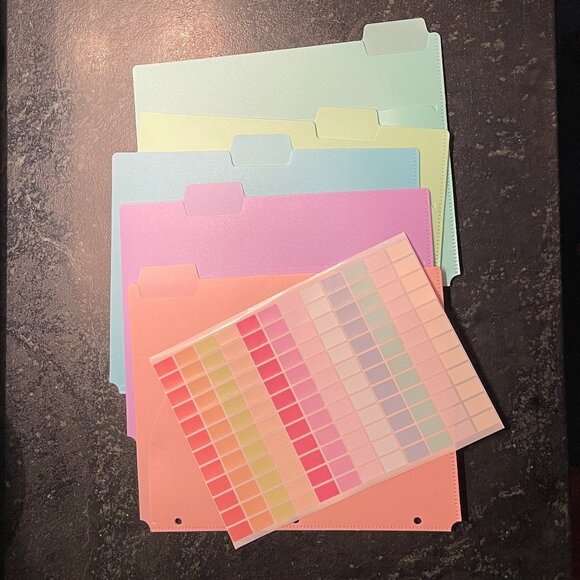 Set of Five 3-Ring Binder Dividers with Tabs, Pockets, Pastel, Durable (NWOT) - Picture 6 of 11